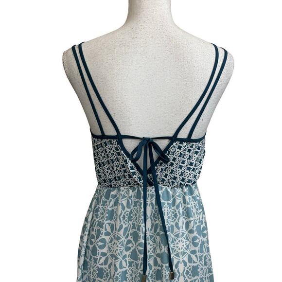 Lovestitch babydoll maxi dress, blue/white, small, bohemian, festival, coastal - Picture 5 of 7
